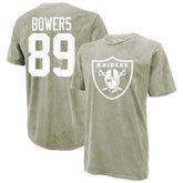 Brock Bowers Las Vegas Raiders Majestic Threads Mineral Wash Name & Number T-Shirt - Moss Green cheap