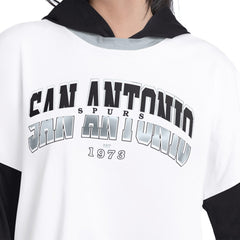 San Antonio Spurs G-III 4Her by Carl Banks Women's Key Player Oversized Hooded Long Sleeve T-Shirt - White/Black cheap