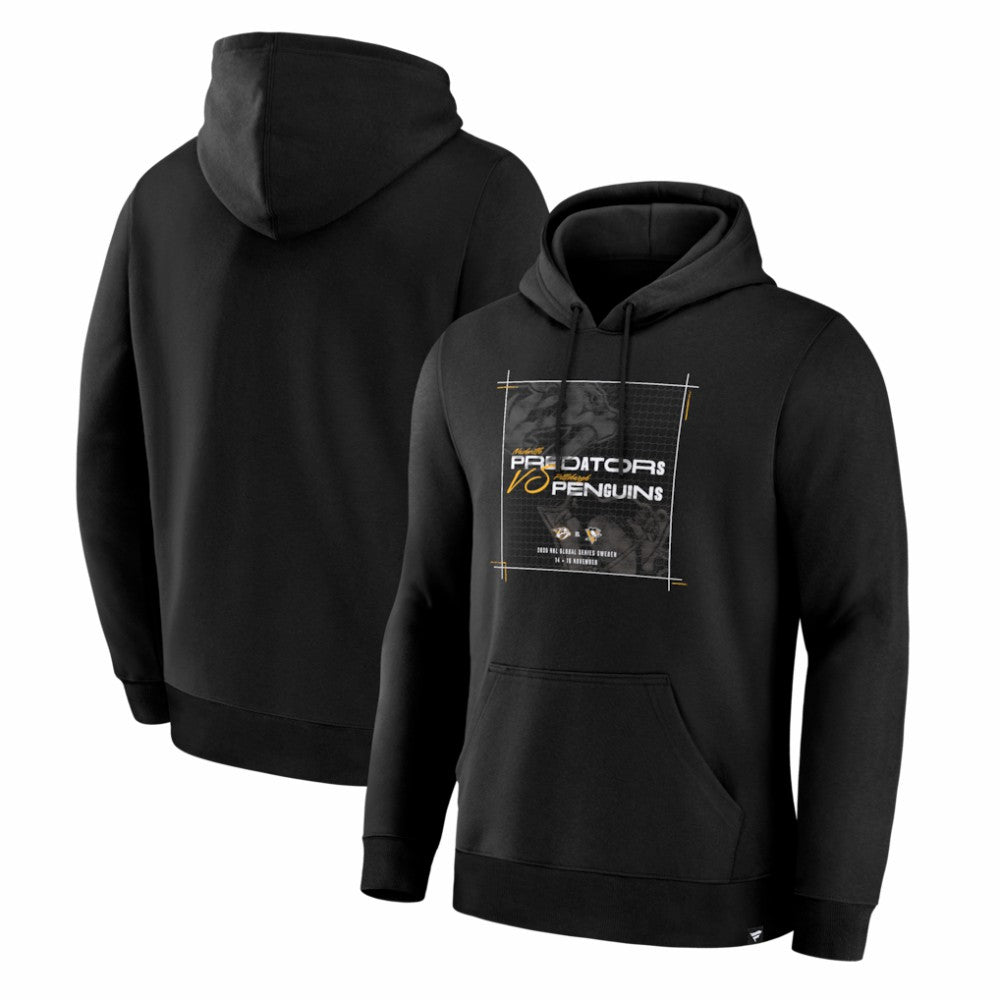 Nashville Predators vs. Pittsburgh Penguins 2025 NHL Global Series Matchup Legacy Hoodie - Black Hoodies