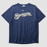 Milwaukee Brewers Majestic 2008 T-shirt Navy Vintage