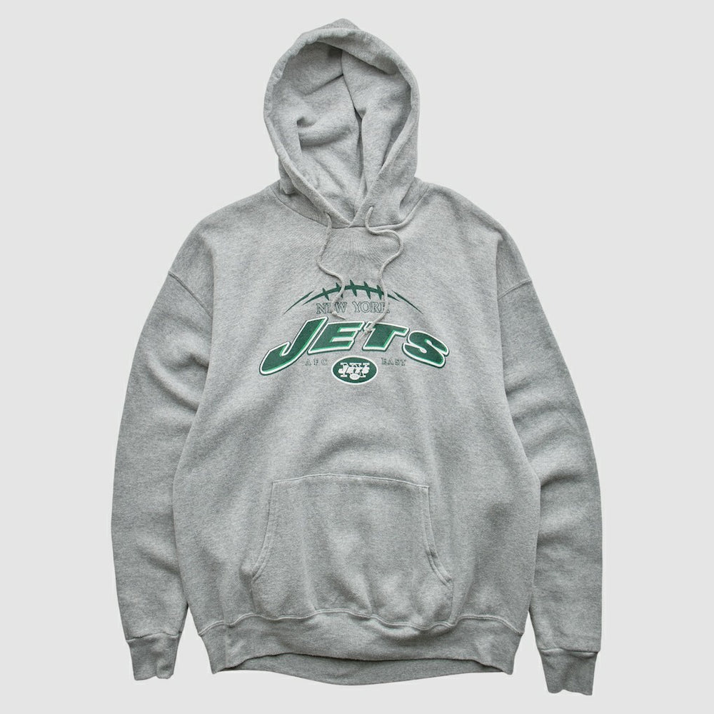 New York Jets NFL 2000s Hooded Pullover Sweatshirt - Heather Gray Vintage for sale