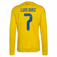 Luis Diaz Colombia National Team 2026 Home Replica Long Sleeve Jersey - Yellow for sale