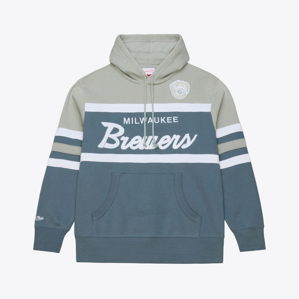 Milwaukee Brewers Cooperstown Collection Thunderstorm Head Coach Hoodie Gray