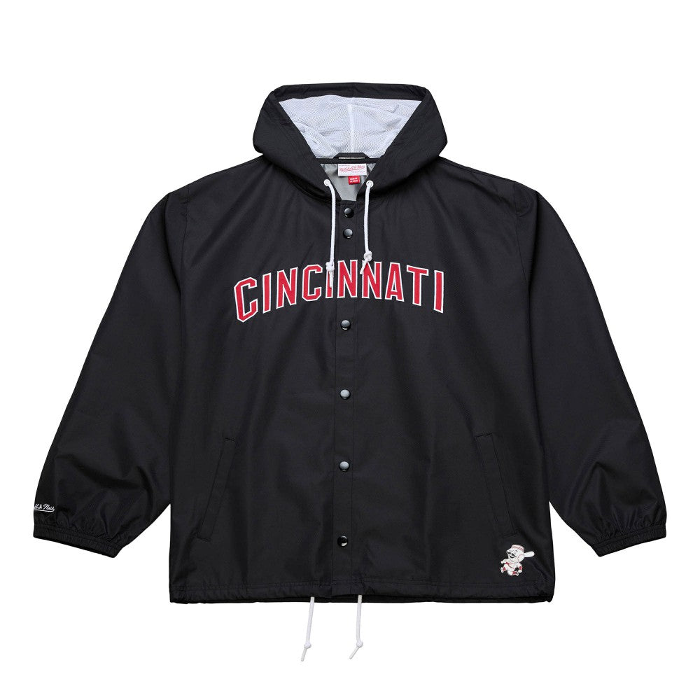 Cincinnati Reds Full-Snap Hooded Coaches Jacket Black