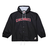 Cincinnati Reds Full-Snap Hooded Coaches Jacket Black