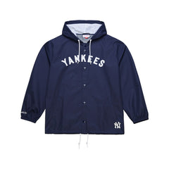 New York Yankees Full-Snap Hooded Coaches Jacket Navy