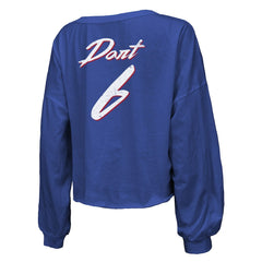 Jaxson Dart New York Giants Majestic Threads Women's Script Name & Number Long Sleeve T-Shirt - Royal discount