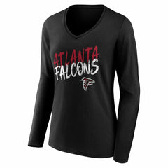 Atlanta Falcons Women's Hustle Long Sleeve V-Neck T-Shirt - Black on sale
