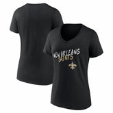 New Orleans Saints Women's Hustle V-Neck T-Shirt - Black cheap