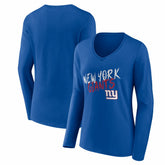 New York Giants Women's Hustle Long Sleeve V-Neck T-Shirt - Royal outlet