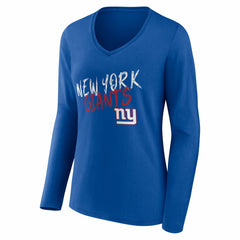 New York Giants Women's Hustle Long Sleeve V-Neck T-Shirt - Royal outlet