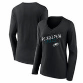 Philadelphia Eagles Women's Hustle Long Sleeve V-Neck T-Shirt - Black outlet