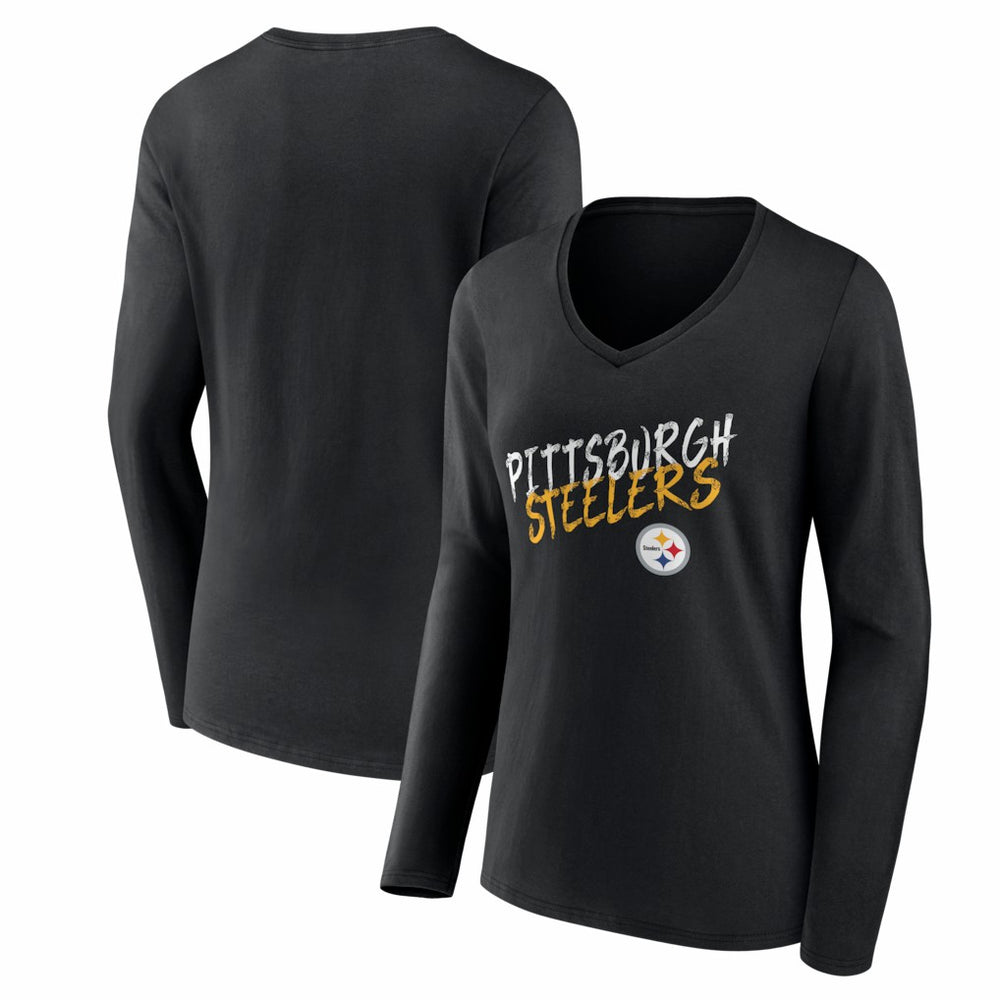 Pittsburgh Steelers Women's Hustle Long Sleeve V-Neck T-Shirt - Black online