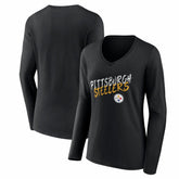 Pittsburgh Steelers Women's Hustle Long Sleeve V-Neck T-Shirt - Black online