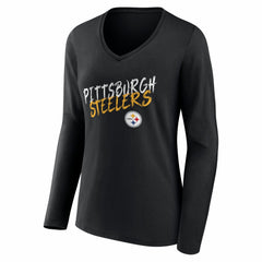Pittsburgh Steelers Women's Hustle Long Sleeve V-Neck T-Shirt - Black online