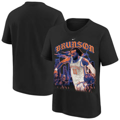 Jalen Brunson New York Knicks Youth City Edition Player T-Shirt - Black for sale
