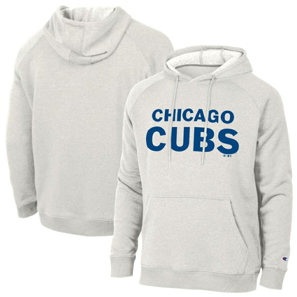 Chicago Cubs Champion Triumph Tri-Blend Raglan Hoodie Heathered Core Ultra Light Grey