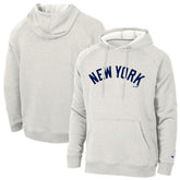 New York Yankees Champion Triumph Tri-Blend Raglan Hoodie Heathered Core Ultra Light Grey