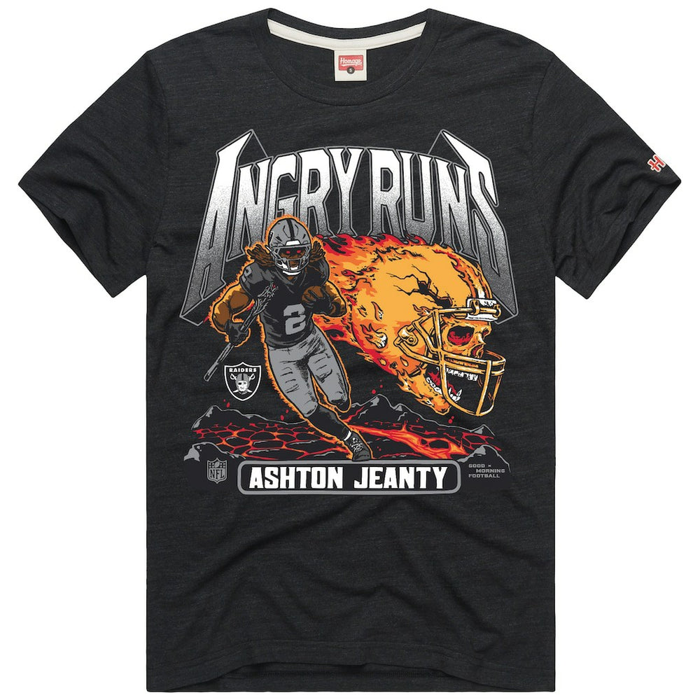 Ashton Jeanty Las Vegas Raiders Homage Unisex Angry Runs Player Graphic Tri-Blend T-Shirt - Charcoal sale
