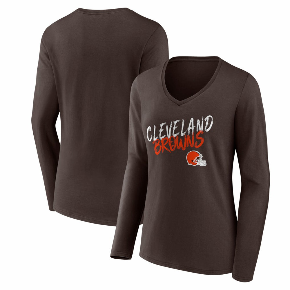 Cleveland Browns Women's Hustle Long Sleeve V-Neck T-Shirt - Brown online