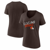 Cleveland Browns Women's Hustle V-Neck T-Shirt - Brown discount