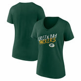 Green Bay Packers Women's Hustle V-Neck T-Shirt - Green for sale