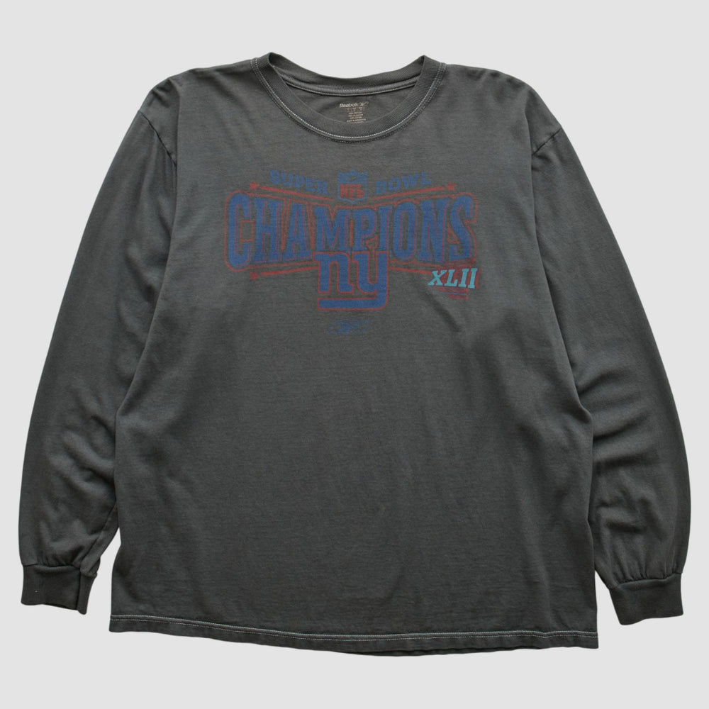 New York Giants Reebok 2008 Long Sleeve T-shirt - Charcoal Vintage cheap