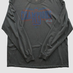 New York Giants Reebok 2008 Long Sleeve T-shirt - Charcoal Vintage cheap
