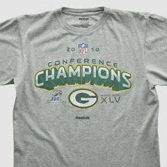 Green Bay Packers Reebok 2010 T-shirt - Heather Gray Vintage for sale