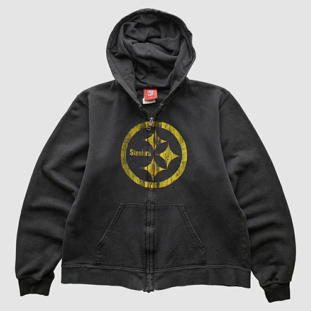 Pittsburgh Steelers NFL 2000s Hooded Full Zip Sweatshirt - Black Vintage cheap