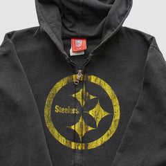 Pittsburgh Steelers NFL 2000s Hooded Full Zip Sweatshirt - Black Vintage cheap
