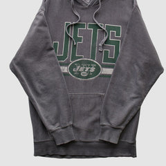 New York Jets NFL 2010s Hooded Pullover Sweatshirt - Dark Heather Gray Vintage discount
