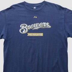Milwaukee Brewers Majestic 2010 T-shirt Navy Vintage