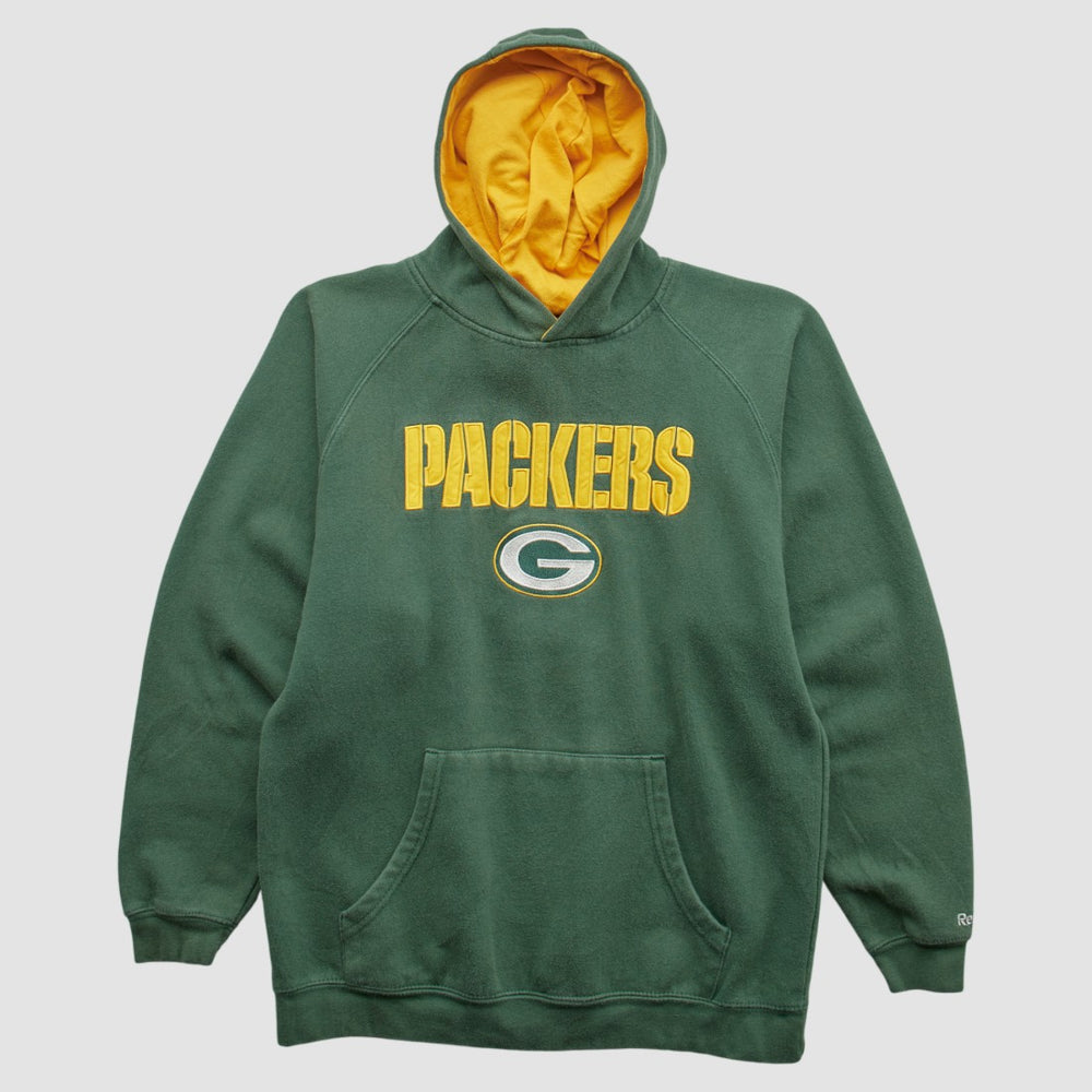 Green Bay Packers Reebok 2000s Hooded Pullover Sweatshirt - Green Vintage for sale