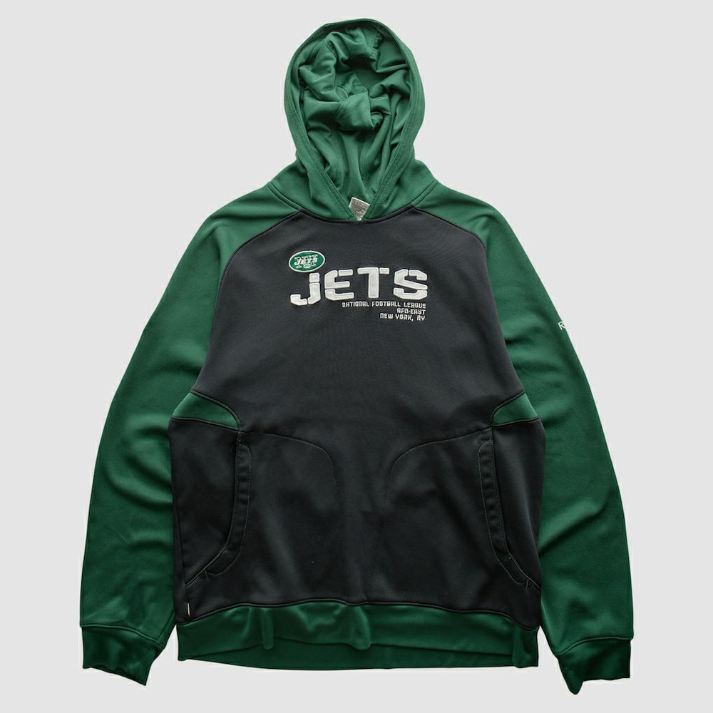 New York Jets Reebok 2010s Hooded Pullover Sweatshirt - Black Vintage discount