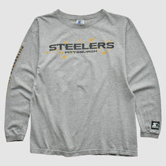 Pittsburgh Steelers Starter 90s Long Sleeve T-shirt - Heather Gray Vintage on sale