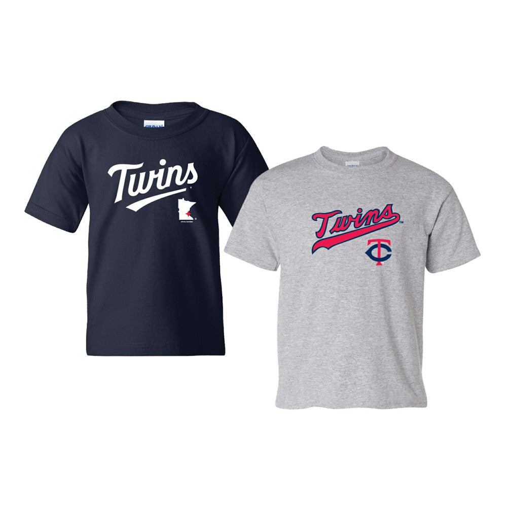 Minnesota Twins Soft as a Grape Youth 2-Pack Logo T-Shirt Set Navy/Gray