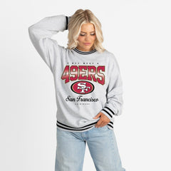 San Francisco 49ers Gameday Couture Women's Oversized Gridiron Drive Ringer Stripe Sweatshirt - Ash/Black outlet