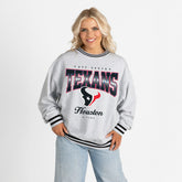 Houston Texans Gameday Couture Women's Oversized Gridiron Drive Ringer Stripe Sweatshirt - Ash/Black cheap
