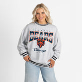 Chicago Bears Gameday Couture Women's Oversized Gridiron Drive Ringer Stripe Sweatshirt - Ash/Black sale