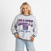 New York Giants Gameday Couture Women's Oversized Gridiron Drive Ringer Stripe Sweatshirt - Ash/Black outlet