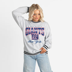 New York Giants Gameday Couture Women's Oversized Gridiron Drive Ringer Stripe Sweatshirt - Ash/Black outlet