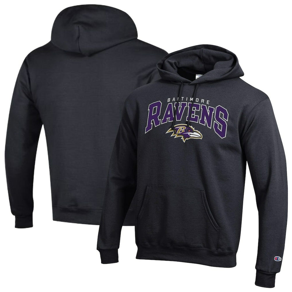 Baltimore Ravens Champion Powerblend Arch over Logo Hoodie - Black on sale