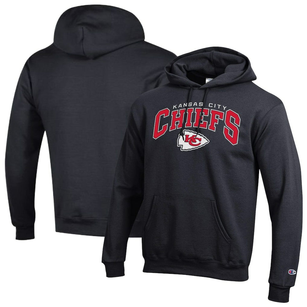 Kansas City Chiefs Champion Powerblend Arch over Logo Hoodie - Black sale
