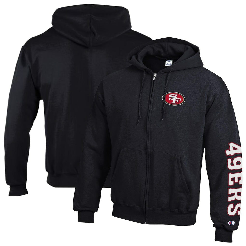 San Francisco 49ers Champion Powerblend Fleece Full-Zip Hoodie - Black discount
