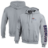 Denver Broncos Champion Powerblend Fleece Full-Zip Hoodie - Heather Gray sale