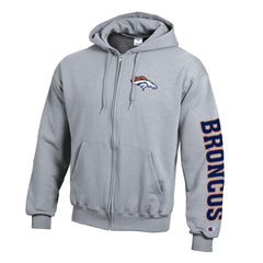 Denver Broncos Champion Powerblend Fleece Full-Zip Hoodie - Heather Gray sale