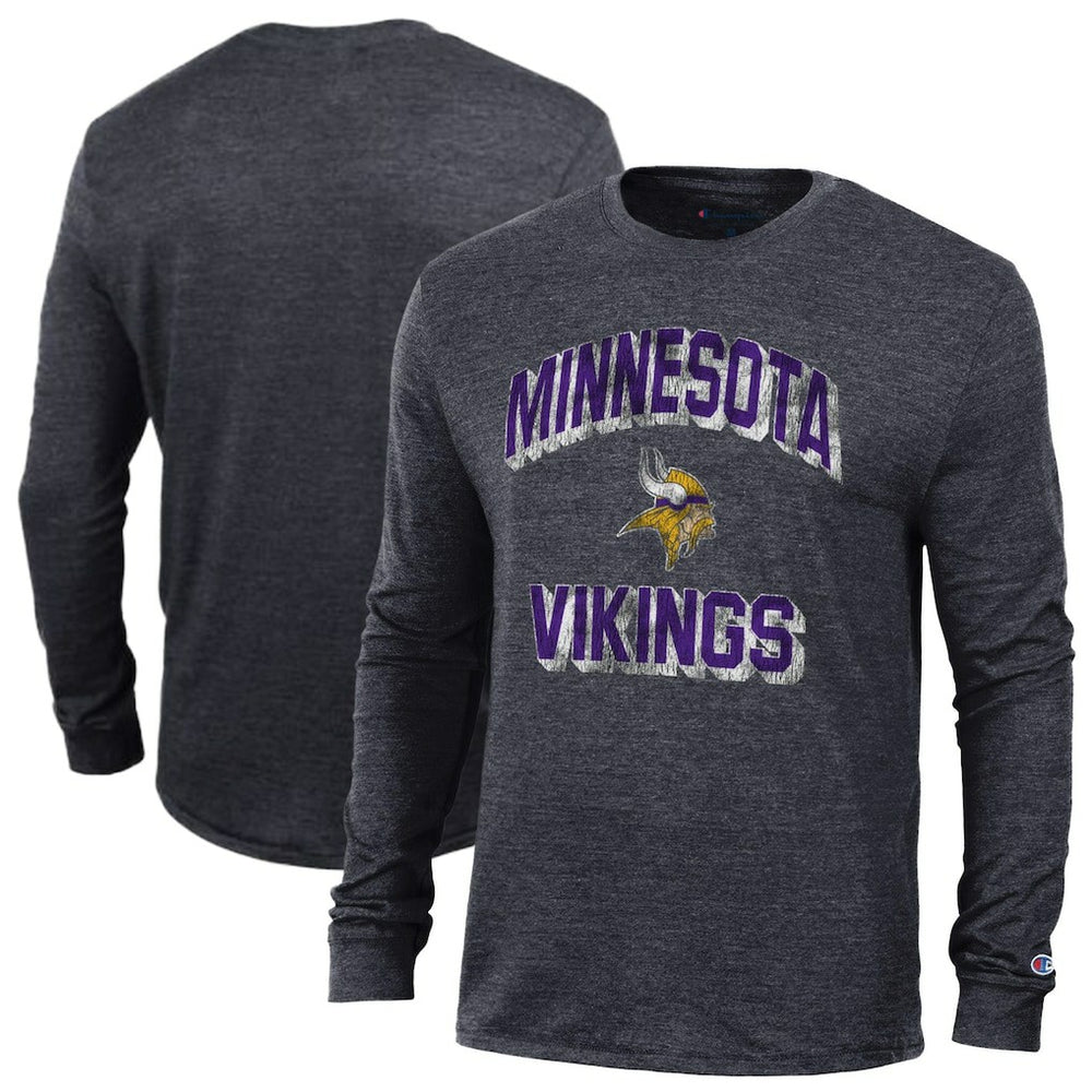 Minnesota Vikings Champion Ultimate Tri-Blend Long Sleeve T-Shirt - Heather Black cheap