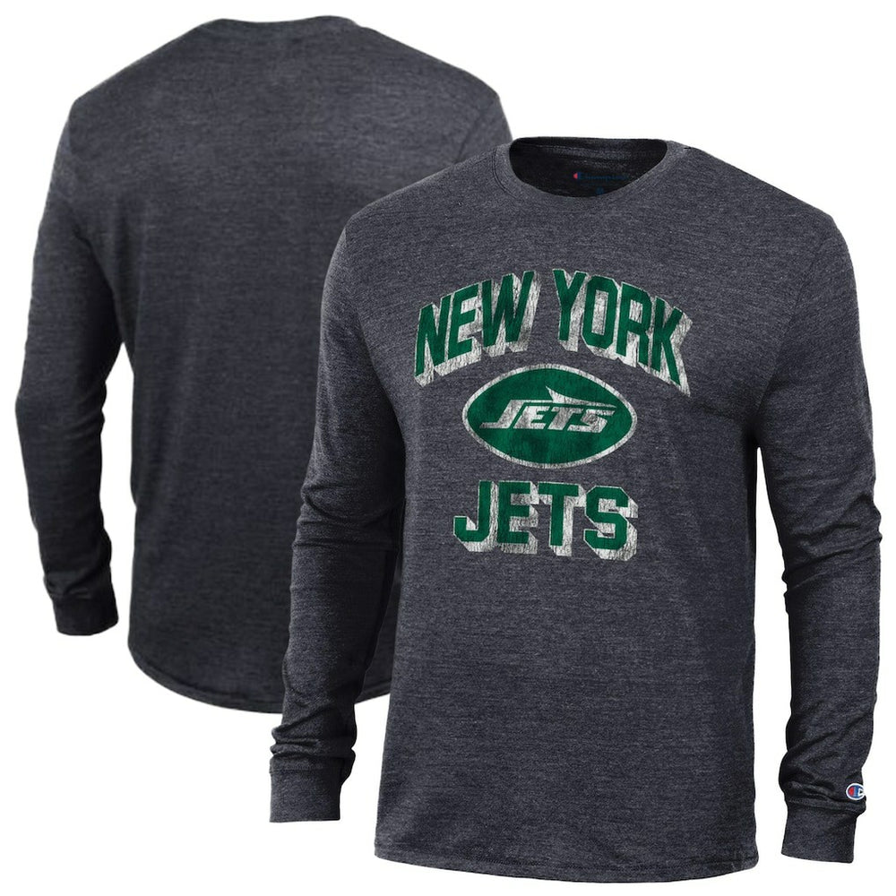 New York Jets Champion Ultimate Tri-Blend Long Sleeve T-Shirt - Heather Black sale