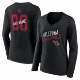 Arizona Cardinals Women's Hustle Personalized Name & Number Long Sleeve V-Neck T-Shirt - Black sale